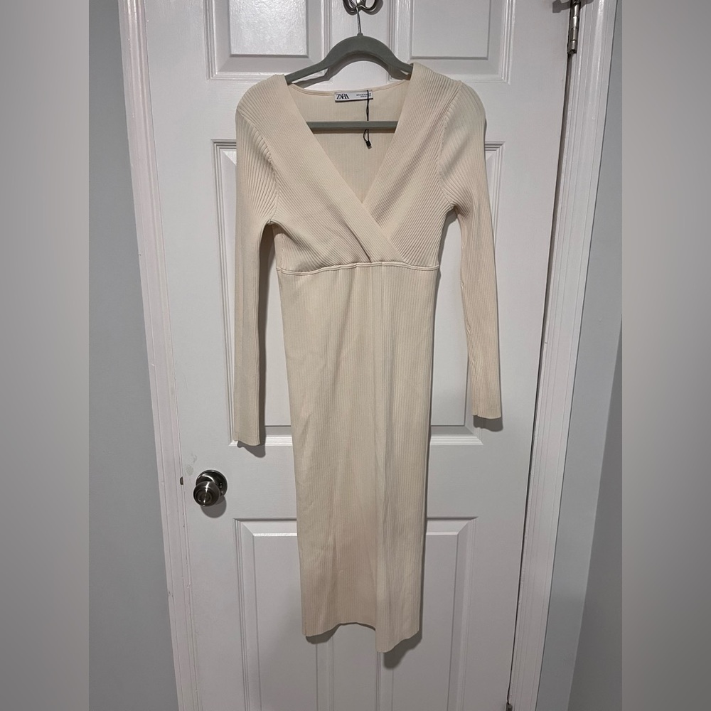 Zara Cream Long Sleeve Dress